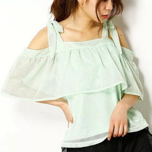 new Puma Sporty Chic Mint Green Cold Shoulder Top - Picture 3 of 8